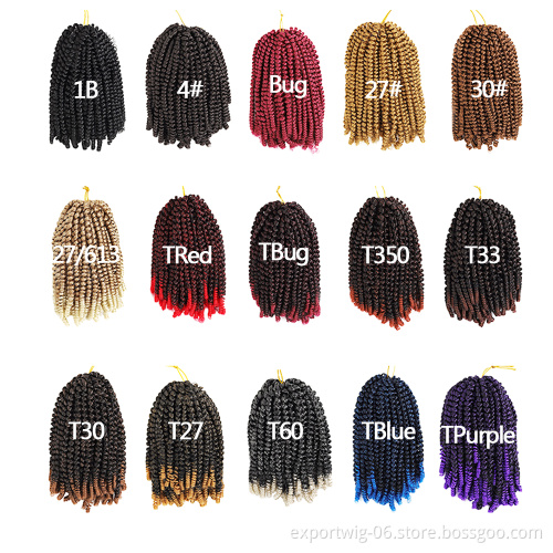 Wholesale Synthetic Spring Twist Hair 8 inch Crochet Braid Hair Extension Ombre Crochet Curly Braids hair Spring Twist